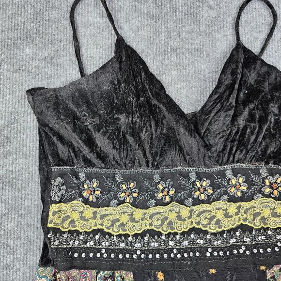 Vintage Hourglass Dress Womens Medium Y2K Fairy Black Whimsigoth Velvet Boho - Picture 2 of 8